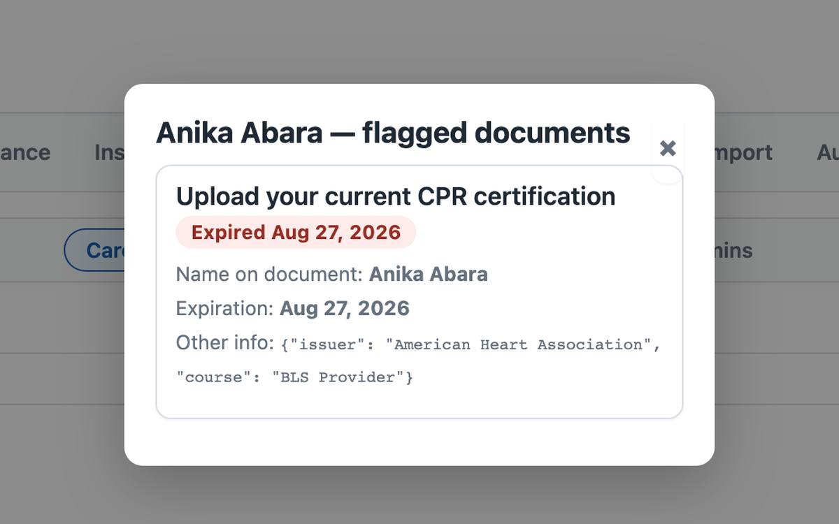 Expired certification flagged
